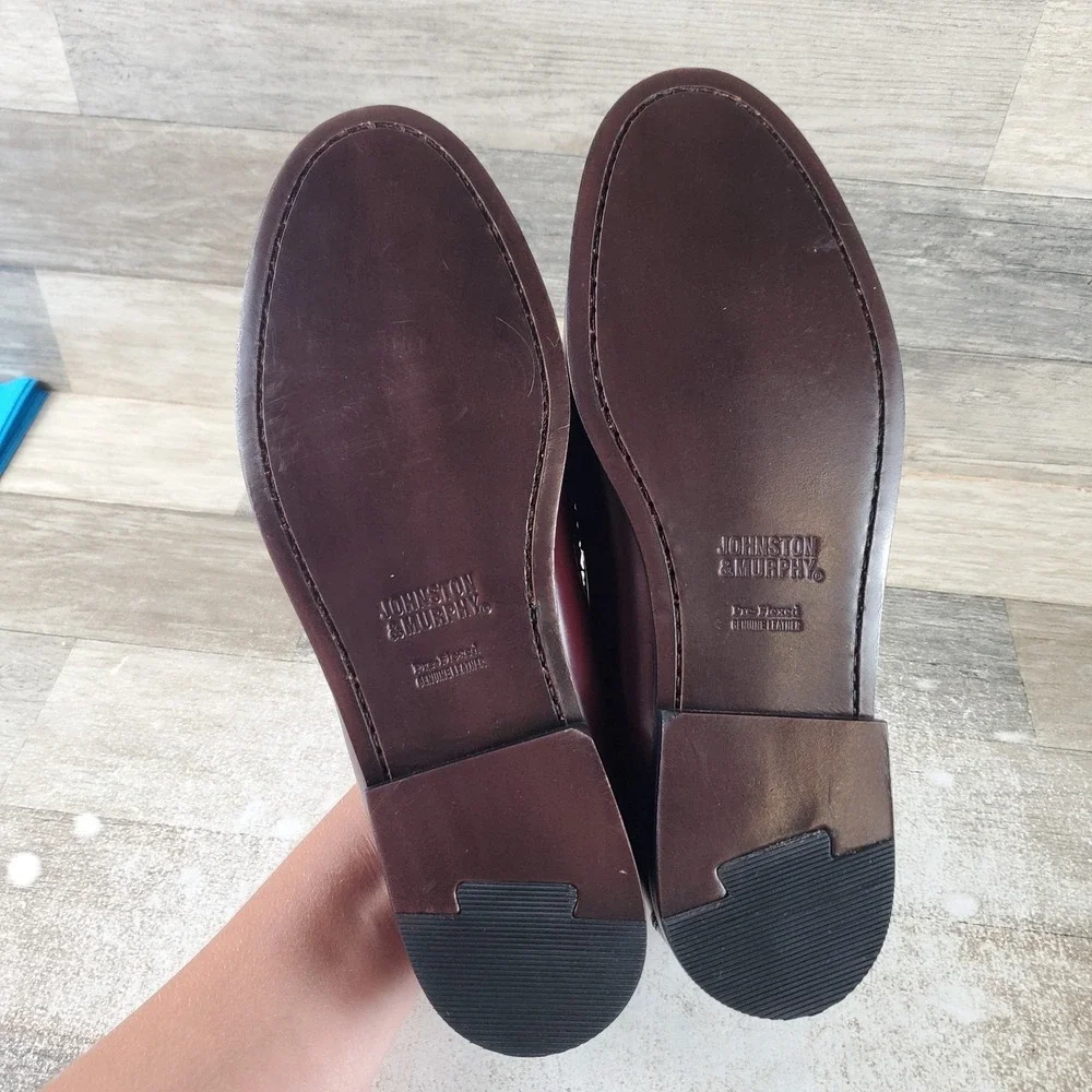 Johnston & Murphy Hayes Tassel Mens Loafer Sz 10.5 M Burgundy Leather Slip-On